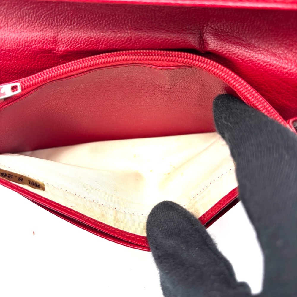 Chanel Red Grained Leather Wallet - Picture 6 of 12